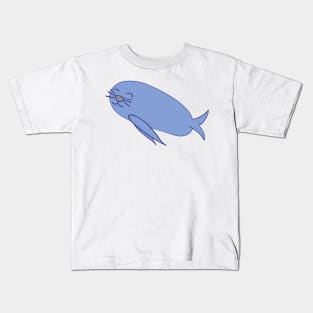 Smiling Blue Kawaii Seal Kids T-Shirt